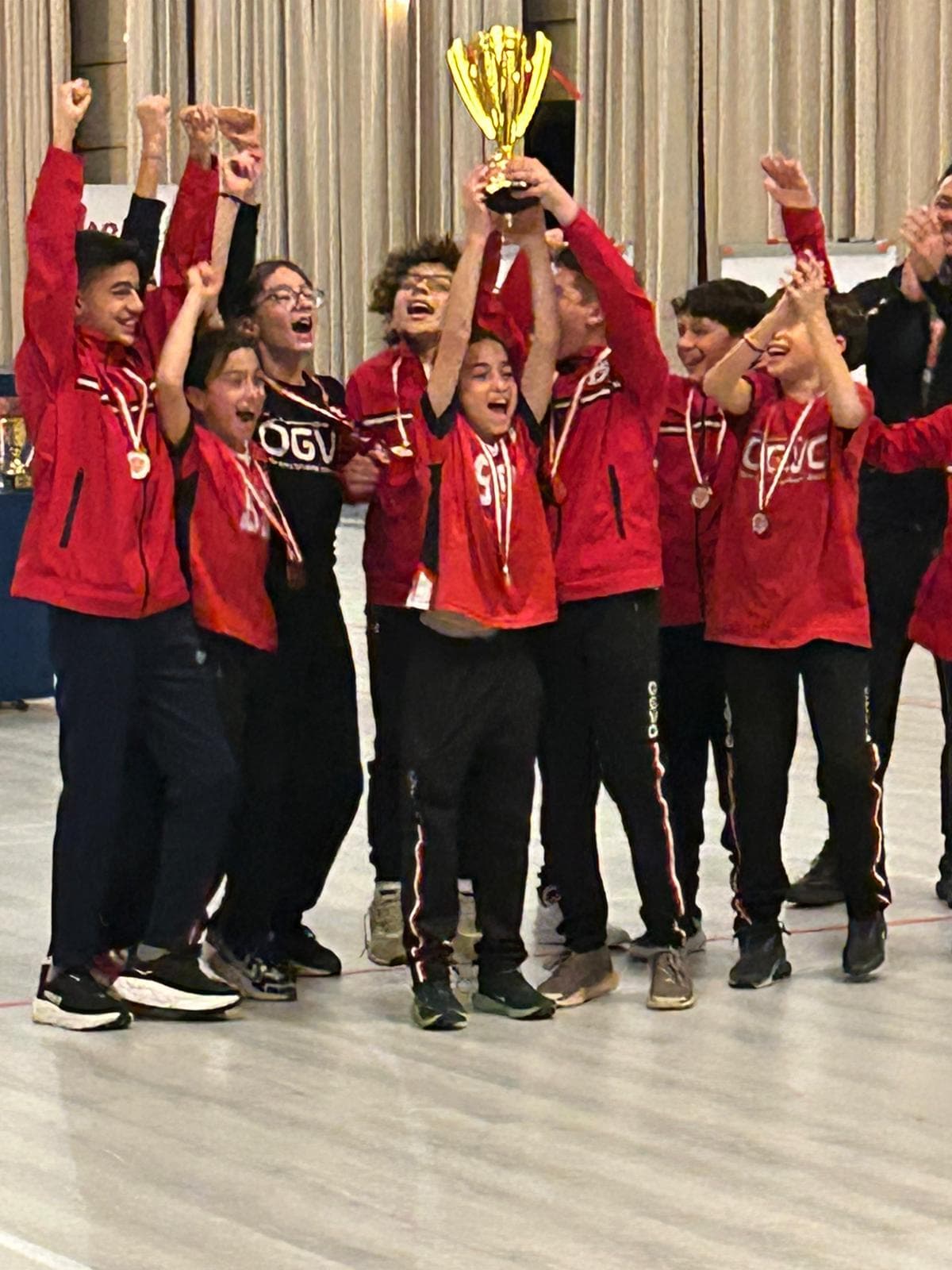 Camp celebration and team spirit